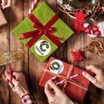 Personalised Santa Hat Colour Lights Waterproof Sticker with Initial Name Gift Decoration Christmas Party Gift for Family Kids