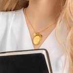 Collar personalizado con relicario para foto y piedra de nacimiento con colgante de cruz o inicial regalo cristiano de cumpleaños para mujer