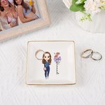 Personalisierte Cartoon-Charakter Bogen Geburt Blume Keramik Trinket Schmuck Schale mit Namen Geburtstag Anerkennung Geschenk für Frauen medizinisches Personal
