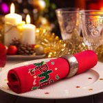 Gepersonaliseerde Kerstman Alfabet van Kerst-elementen 100% Katoenen Servet met Naam Feestelijke Tafeldecoratie Kerstcadeau voor Familie en Vrienden