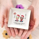 Personalisierte Cartoon-Charakter Geburt Blume Design Quadrat Keramik Trinket Schmuck Schale mit Namen Weihnachten Freundschaft Geschenk für Frauen