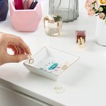 Personalized Birthstone Ceramic Square Trinket Jewellery Dish with Name Birthday Wedding Engagement Gift for Girls Women