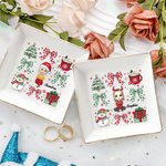 Personalised Christmas Bow Snowman Cartoon Square Trinket Jewellery Dish with Name Festival Home Decor Christmas Wedding Gift for Women Girls