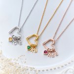 Collana di famiglia personalizzata con pietre di nascita a forma di cuore con 1-6 iniziali Festa della mamma Regalo di compleanno per nonna mamma donna