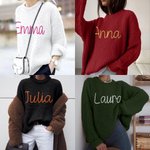 Personalised Soft Knitted Jumper with Name Christmas New Year Gift for Family Friends