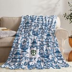 Personalisierte Floral Chinoiserie weiche Decke mit Monogramm Home Decor Geburtstagsgeschenk für Frauen