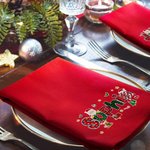 Gepersonaliseerde Kerstman Alfabet van Kerst-elementen 100% Katoenen Servet met Naam Feestelijke Tafeldecoratie Kerstcadeau voor Familie en Vrienden