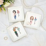 Personalisierte Cartoon-Charakter Bogen Geburt Blume Keramik Trinket Schmuck Schale mit Namen Geburtstag Anerkennung Geschenk für Frauen medizinisches Personal