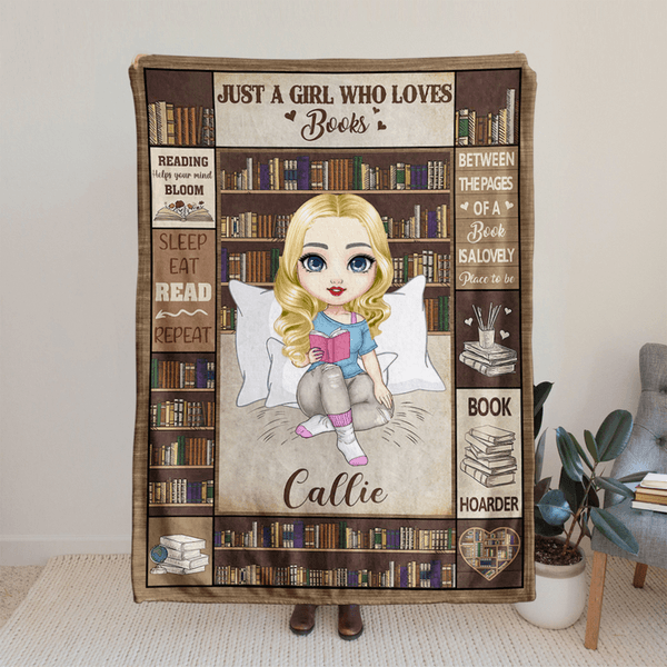 Couverture Douce Personnalisée avec Personnage de Dessin Animé et Nom Cadeau Anniversaire Noël pour Amateurs de Lecture