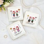 Personalisierte Cartoon-Charakter Geburt Blume Design Quadrat Keramik Trinket Schmuck Schale mit Namen Weihnachten Freundschaft Geschenk für Frauen