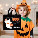 Spersonalizowana duża przenośna czarna torba na ramię z imieniem i nazwiskiem na Halloween dla dzieci