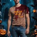 T-shirt Personnalisé avec Texte et Nom Thème de Halloween Style Sanglant Cadeau de Fête pour Homme