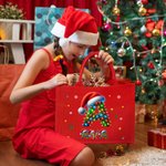 Cappello di Babbo Natale personalizzato con luci colorate Borsa regalo riutilizzabile in iuta rossa con iniziali e nome Regalo di Natale per la famiglia e i bambini