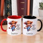 Personalized Cute Highland Cow Ceramic Coffee Mug with Name Daily Use Birthday Gift for Girls Women