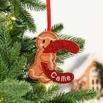 Henkilökohtainen piparkakkumies Glitter Initial Ornamentti kirjailtu nimi joulukuusi koristelu joululahja perheelle ystäville