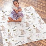 Personalisierte Wildblume Kaninchen weiche Decke mit Namen Home Decor Jahrestag Geburtstag Geschenk für Familie Baby