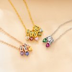 Collana personalizzata con pietre di nascita del cuore della famiglia con 1-5 nomi Gioielli delicati Anniversario Festa della mamma Regalo di compleanno per la mamma nonna