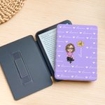 Personalized Birth Flower Cartoon Character Hearts Kindle Case with Name Christmas Birthday Gift for Book Lovers Bookworms