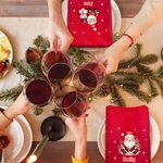 Personalised Cute Santa Claus 100% Cotton Reusable Red Napkin with Name Table Decor Christmas Gift for Family Friend