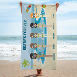 Personalized 1-8 Cute Characters Quick Dry Oversized Beach Towel with Title and Name Pool Essentials Holiday Vacation Birthday Gift for Women