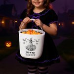 Spersonalizowany kosz na Halloween z imieniem i nazwiskiem Spooky Ghost Pumpkin Toile De Jouy Halloween Party Gift for Kids Family