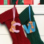 Henkilökohtainen piparkakkumies Glitter Initial Ornamentti kirjailtu nimi joulukuusi koristelu joululahja perheelle ystäville