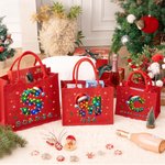 Cappello di Babbo Natale personalizzato con luci colorate Borsa regalo riutilizzabile in iuta rossa con iniziali e nome Regalo di Natale per la famiglia e i bambini