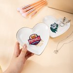 Personlig College Logo Design Hjärtform Keramisk Trinket Smyckeskål Heminredning Examensgåva för akademiker Kvinnor