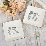 Personalised Birth Flower Ceramic Trinket Jewellery Dish with Name Definition Beautiful Home Decor Birthday Wedding Bridesmaid Gift for Women