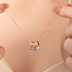 Collana personalizzata con pietre di nascita del cuore della famiglia con 1-5 nomi Gioielli delicati Anniversario Festa della mamma Regalo di compleanno per la mamma nonna