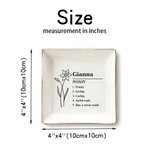 Personalised Birth Flower Ceramic Trinket Jewellery Dish with Name Definition Beautiful Home Decor Birthday Wedding Bridesmaid Gift for Women