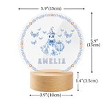 Personalized Toile De Jouy Spooky Ghost Pumpkin LED Night Light with Name and Wooden Base Home Decor Halloween Gift for Kids Family