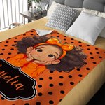 Personalisierte Polka Dots niedlichen Cartoon kleines Mädchen weiche Decke mit Namen Home Decor Geburtstagsgeschenk für schwarze Mädchen werfen