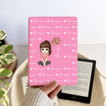 Funda personalizada para Kindle con nombre Flor de nacimiento Personaje de dibujos animados Corazones Regalo de Navidad Cumpleaños para los amantes de los libros Ratones de biblioteca