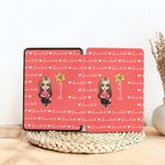 Personalized Birth Flower Cartoon Character Hearts Kindle Case with Name Christmas Birthday Gift for Book Lovers Bookworms