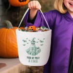 Spersonalizowany kosz na Halloween z imieniem i nazwiskiem Spooky Ghost Pumpkin Toile De Jouy Halloween Party Gift for Kids Family