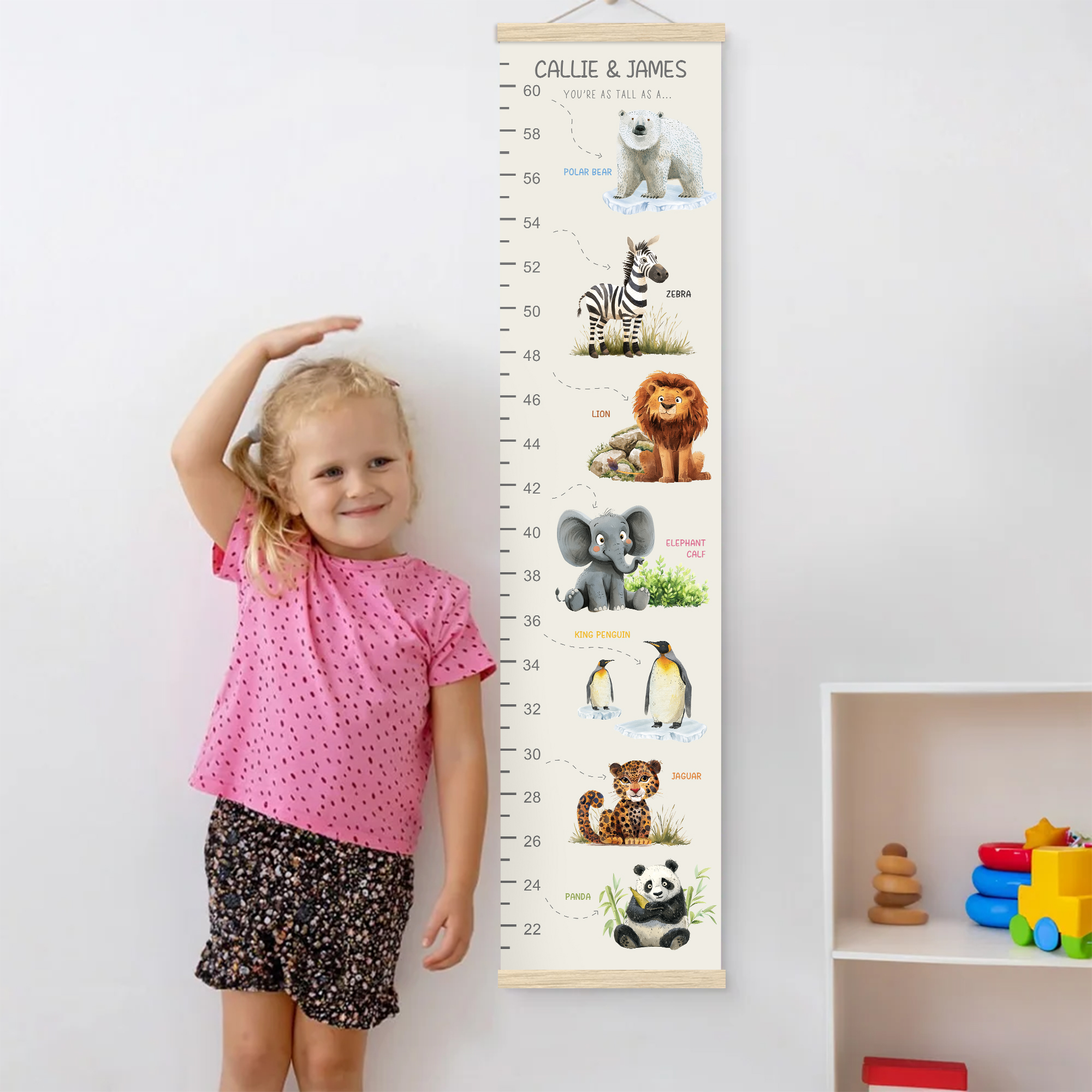 Personalisierte Tier Kinder Wachstum Höhe Diagramm mit Namen Schlafzimmer Dekor Geburtstagsgeschenk für Baby Kinder