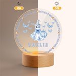 Personalized Toile De Jouy Spooky Ghost Pumpkin LED Night Light with Name and Wooden Base Home Decor Halloween Gift for Kids Family