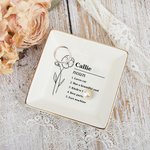 Personalised Birth Flower Ceramic Trinket Jewellery Dish with Name Definition Beautiful Home Decor Birthday Wedding Bridesmaid Gift for Women