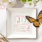 Personalisierte Wort Wolke Keramik Trinket Schmuck Schale mit Namen und Initialen Home Decor Hochzeit Geburtstag Geschenk für Frauen Brautjungfern