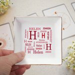 Personalisierte Wort Wolke Keramik Trinket Schmuck Schale mit Namen und Initialen Home Decor Hochzeit Geburtstag Geschenk für Frauen Brautjungfern