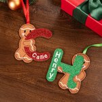 Henkilökohtainen piparkakkumies Glitter Initial Ornamentti kirjailtu nimi joulukuusi koristelu joululahja perheelle ystäville