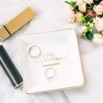 Personalisierte Keramik Schmuckschale mit Goldrand und Namen Ringteller Valentinstag Verlobung Hochzeit Geschenk für Paare