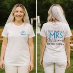 T-shirt personnalisé Just Married Mrs Mr Multicolore 100% coton avec nom Mariage Bridal Shower Honeymoon Gift for Bride Groom Couple
