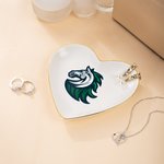 Personlig College Logo Design Hjärtform Keramisk Trinket Smyckeskål Heminredning Examensgåva för akademiker Kvinnor