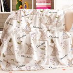 Personalisierte Wildblume Kaninchen weiche Decke mit Namen Home Decor Jahrestag Geburtstag Geschenk für Familie Baby