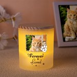 Henkilökohtainen ikuisesti rakastettu lemmikkieläin Photo Paw Print Candle Jar nimi LED-kynttilä ja puinen kansi Sympathy Pet Loss Memorial lahja lemmikkieläinten omistajille