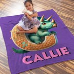 Personalized 3D Dinosaur Multicolor Soft Throw Blanket with Initial and Name Home Decor Christmas Gift for Kids