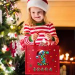 Cappello di Babbo Natale personalizzato con luci colorate Borsa regalo riutilizzabile in iuta rossa con iniziali e nome Regalo di Natale per la famiglia e i bambini