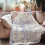 Spersonalizowany miękki koc do rzucania Toile De Jouy Cross Bible Verse z imieniem i datą Urodziny Chrzest Prezent dla dzieci Chrześcijanie